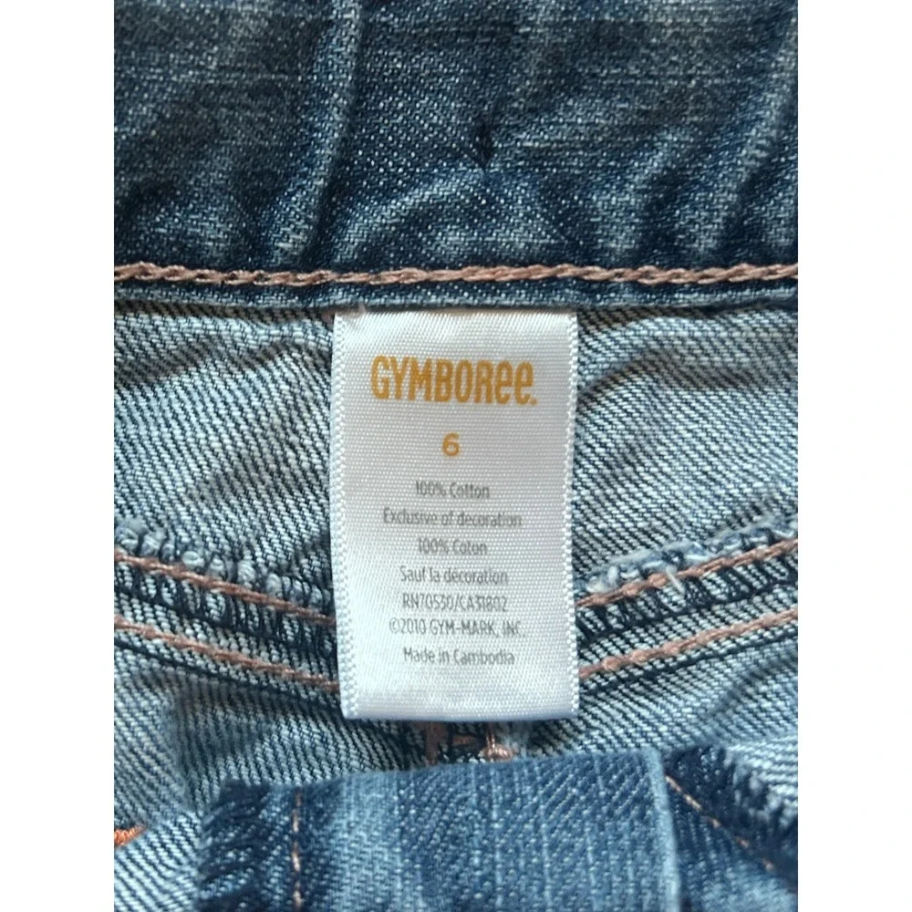 Gymboree Girls Blue Denim Embroidered Shorts I Size 6 I Boho Cotton Casual Kids